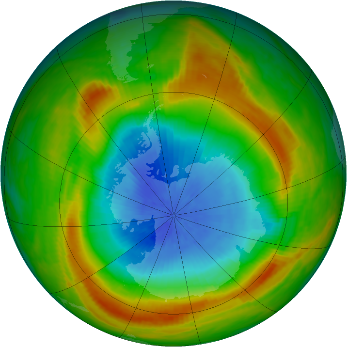 Antarctic ozone map for 31 October 1980